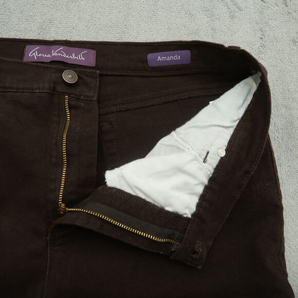 Gloria Vanderbilt Jeans Women's 16P Brown Amanda High-Rise Straight 25" Inseam - Picture 2 of 16